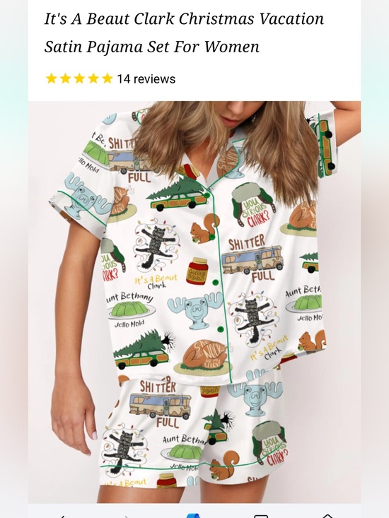 Sheshow Other - White Christmas Vacation Pajama Set with Holiday Print